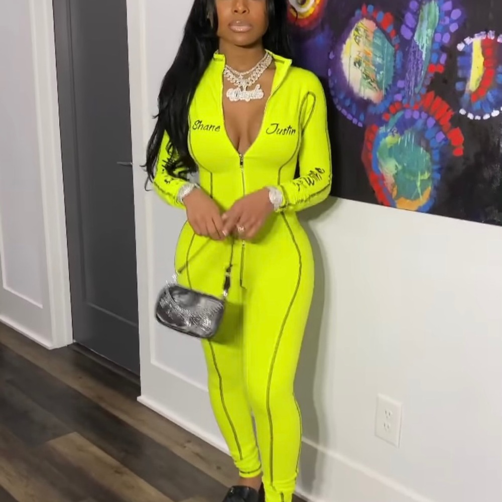 Shane Justin unfuckwitable jumpsuits neon